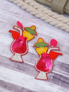 Cocktail Earrings- Quirky Handmade Beaded Earrings for Women